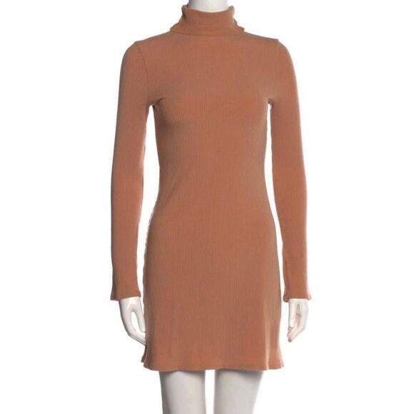 Reformation Ribbed Knit Turtleneck Tan Dress Women’s Small - Picture 1 of 8